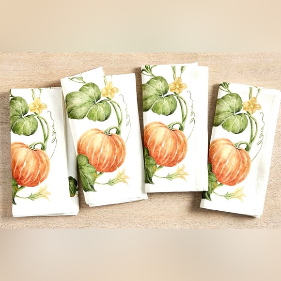 Pottery Barn Rustic Pumpkin Napkins- Set Of 4 - Picture 2 of 10